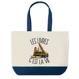 Sac de shopping bleu Livres c'est la Vie