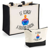 Cabas femme sac plage ou shopping tote bag pochette trousse Idée cadeau original pour anniversaire Noël travail départ retraite collègue famille fete des mères maman mamie