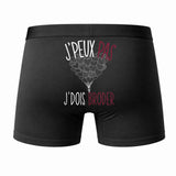 Caleçon J'peux Pas J'Ai Broderie - Humour Boxer Coton Idée Cadeau