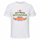 Maillot de Sport Homme Meilleur Gestionnaire Super Pouvoir Cadeau Anniversaire Noël Fête des Pères T-Shirt Respirant Polyester