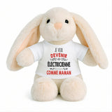 Peluche Lapin Bébé Doudou Je Veux Devenir Electricienne comme Maman Cadeau Naissance Nouveau-Né Baby Shower