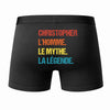 Caleçon Christopher Mythe Légende Vintage - Dos - Humour Boxer Coton Motif Métier Idée Cadeau Anniversaire Noël Homme
