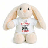 Peluche Lapin Bébé Doudou L'assistante de Plancha de Mamie Cadeau Naissance Fille Nouveau-Né Baby Shower