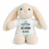 Peluche Lapin Bébé Doudou L'Assistant de Atelier de Papa Cadeau Naissance Garçon Nouveau-Né Baby Shower