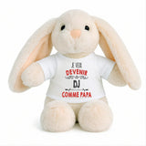 Peluche Lapin Bébé Doudou Je Veux Devenir DJ comme Papa Cadeau Naissance Nouveau-Né Baby Shower