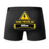 Caleçon Zone privée de William - Dos - Humour Boxer Coton Motif Métier Idée Cadeau Anniversaire Noël Homme