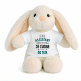 Peluche Lapin Bébé Doudou L'Assistant de Cuisine de Tata Cadeau Naissance Garçon Nouveau-Né Baby Shower