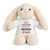 Peluche Lapin Bébé Doudou L'assistante de Musculation de Mamie Cadeau Naissance Fille Nouveau-Né Baby Shower