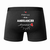 Caleçon Ambulancier d'amour - Dos - Humour Boxer Coton Motif Métier Idée Cadeau Anniversaire Noël Homme