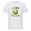 Maillot de Sport Homme Tennis C'est La Vie - T-Shirt Respirant Polyester Manches Courtes - Cadeau Sportif Anniversaire Noël Fête des Pères