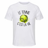 Maillot de Sport Homme Tennis C'est La Vie - T-Shirt Respirant Polyester Manches Courtes - Cadeau Sportif Anniversaire Noël Fête des Pères