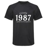 Maillot de Sport Homme 1987 Cuvee Grand Cru - T-Shirt Respirant Polyester Manches Courtes - Cadeau Sportif Anniversaire Noël Fête des Pères