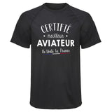 Maillot de Sport Homme Aviateur - T-Shirt Respirant Polyester Manches Courtes - Cadeau Sportif Anniversaire Noël Fête des Pères