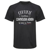 Maillot de Sport Homme Controleur Aerien - T-Shirt Respirant Polyester Manches Courtes - Cadeau Sportif Anniversaire Noël Fête des Pères