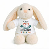 Peluche Lapin Bébé Doudou Ma Mission Badminton avec Marraine Cadeau Naissance Nouveau né Fille garçon Baby Shower