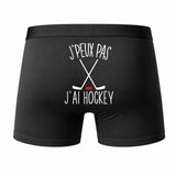 Caleçon J'peux Pas J'Ai Hockey - Humour Boxer Coton Idée Cadeau