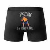 Caleçon J'peux Pas J'Ai Tennis de Table - Humour Boxer Coton Idée Cadeau