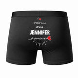 Caleçon Jennifer d'amour - Dos - Humour Boxer Coton Motif Métier Idée Cadeau Anniversaire Noël Homme