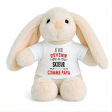 Peluche Lapin Bébé Doudou Je Veux Devenir Skieur comme Papa Cadeau Naissance Nouveau-Né Baby Shower