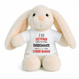 Peluche Lapin Bébé Doudou Je Veux Devenir Enseignante comme Maman Cadeau Naissance Nouveau-Né Baby Shower