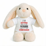 Peluche Lapin Bébé Doudou Je Veux Devenir Patissiere comme Maman Cadeau Naissance Nouveau-Né Baby Shower