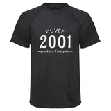 Maillot de Sport Homme 2001 Cuvee Grand Cru - T-Shirt Respirant Polyester Manches Courtes - Cadeau Sportif Anniversaire Noël Fête des Pères