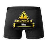Caleçon Zone privée de Nino - Dos - Humour Boxer Coton Motif Métier Idée Cadeau Anniversaire Noël Homme