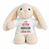 Peluche Lapin Bébé Doudou Je Veux Devenir Radiologue comme Papa Cadeau Naissance Nouveau-Né Baby Shower