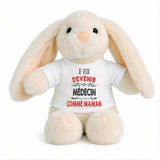 Peluche Lapin Bébé Doudou Je Veux Devenir Medecin comme Maman Cadeau Naissance Nouveau-Né Baby Shower