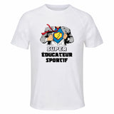 Maillot de Sport Homme Super Educateur Sportif - T-Shirt Respirant Polyester Manches Courtes - Cadeau Sportif Anniversaire Noël Fête des Pères