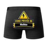 Caleçon Zone privée de Mathéo - Dos - Humour Boxer Coton Motif Métier Idée Cadeau Anniversaire Noël Homme