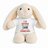 Peluche Lapin Bébé Doudou Je Veux Devenir Cadre comme Papa Cadeau Naissance Nouveau-Né Baby Shower