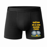 Caleçon Gaëtan en à Une sacrée Paire - Face - Humour Boxer Coton Motif Métier Idée Cadeau Anniversaire Noël Homme