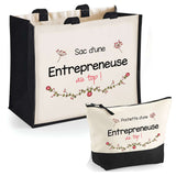 Cabas femme sac plage ou shopping tote bag pochette trousse Idée cadeau original pour anniversaire Noël travail départ retraite collègue famille fete des mères maman mamie
