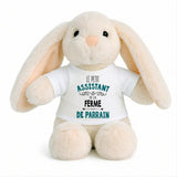 Peluche Lapin Bébé Doudou L'Assistant de Ferme de Parrain Cadeau Naissance Garçon Nouveau-Né Baby Shower