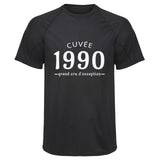 Maillot de Sport Homme 1990 Cuvee Grand Cru - T-Shirt Respirant Polyester Manches Courtes - Cadeau Sportif Anniversaire Noël Fête des Pères