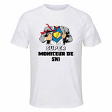Maillot de Sport Homme Super Moniteur De Ski - T-Shirt Respirant Polyester Manches Courtes - Cadeau Sportif Anniversaire Noël Fête des Pères