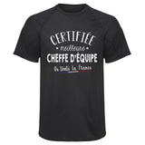 Maillot de Sport Homme Cheffe Dequipe - T-Shirt Respirant Polyester Manches Courtes - Cadeau Sportif Anniversaire Noël Fête des Pères