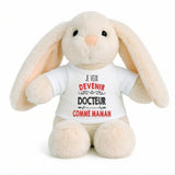 Peluche Lapin Bébé Doudou Je Veux Devenir Docteur comme Maman Cadeau Naissance Nouveau-Né Baby Shower