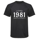 Maillot de Sport Homme 1981 Cuvee Grand Cru - T-Shirt Respirant Polyester Manches Courtes - Cadeau Sportif Anniversaire Noël Fête des Pères