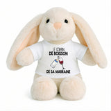 Peluche Lapin Bébé Doudou Le Copain de Boisson de Sa Marraine Vin Cadeau Naissance Garçon Nouveau-Né Baby Shower