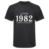 Maillot de Sport Homme 1982 Cuvee Grand Cru - T-Shirt Respirant Polyester Manches Courtes - Cadeau Sportif Anniversaire Noël Fête des Pères