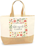 Sac Jute Aide soignante d'amour (fleurs)