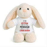 Peluche Lapin Bébé Doudou Je Veux Devenir Psychologue comme Maman Cadeau Naissance Nouveau-Né Baby Shower