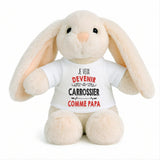 Peluche Lapin Bébé Doudou Je Veux Devenir Carrosier comme Papa Cadeau Naissance Nouveau-Né Baby Shower