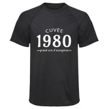 Maillot de Sport Homme Cuvee 1980 Grand Cru D_Exception Cuvee Grand Cru - T-Shirt Respirant Polyester Manches Courtes - Cadeau Sportif Anniversaire Noël Fête des Pères