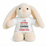 Peluche Lapin Bébé Doudou Je Veux Devenir Concierge comme Papa Cadeau Naissance Nouveau-Né Baby Shower