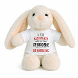 Peluche Lapin Bébé Doudou L'assistante de Broderie de Marraine Cadeau Naissance Fille Nouveau-Né Baby Shower