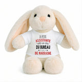 Peluche Lapin Bébé Doudou L'assistante du Bureau de Marraine Cadeau Naissance Fille Nouveau-Né Baby Shower