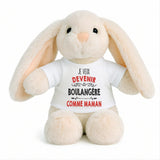 Peluche Lapin Bébé Doudou Je Veux Devenir Boulangere comme Maman Cadeau Naissance Nouveau-Né Baby Shower